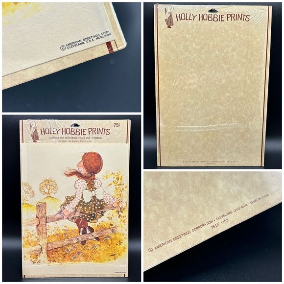 Holly Hobbie 3 Decals & 1 Decoupage Print American Greetings Paper Craft - Picture 6 of 10